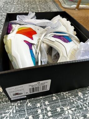 Kurt Geiger Kids White Sneakers with Rainbow Accent